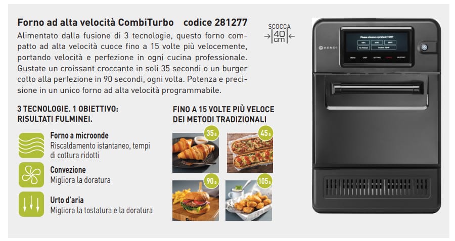 Forno CombiTurbo ad alta velocità, HENDI, 18L, Nero, 230V/3000W,